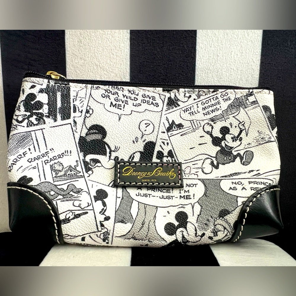 Disney Dooney & Bourke Mickey Mouse Comic Strip Cosmetic Bag, Slight Flaw